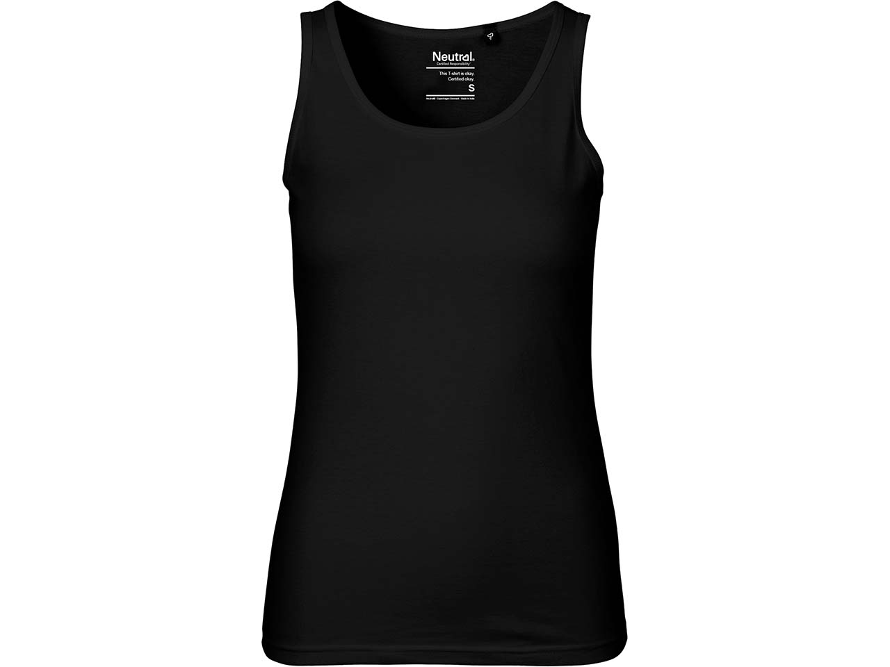 Neutral Bio-Damen-Tanktop mit Rundhalsausschnitt, schwarz, Gr. M