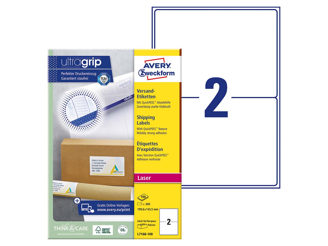 200 Adress Etiketten 199,6x143,5 mm Laser +