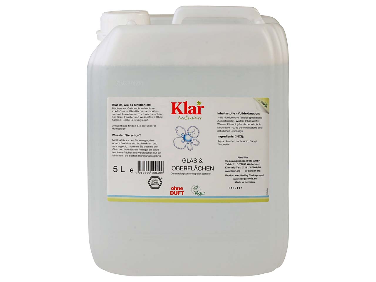 Klar Glas-& Oberflächenreiniger "EcoSensitive" 5 l