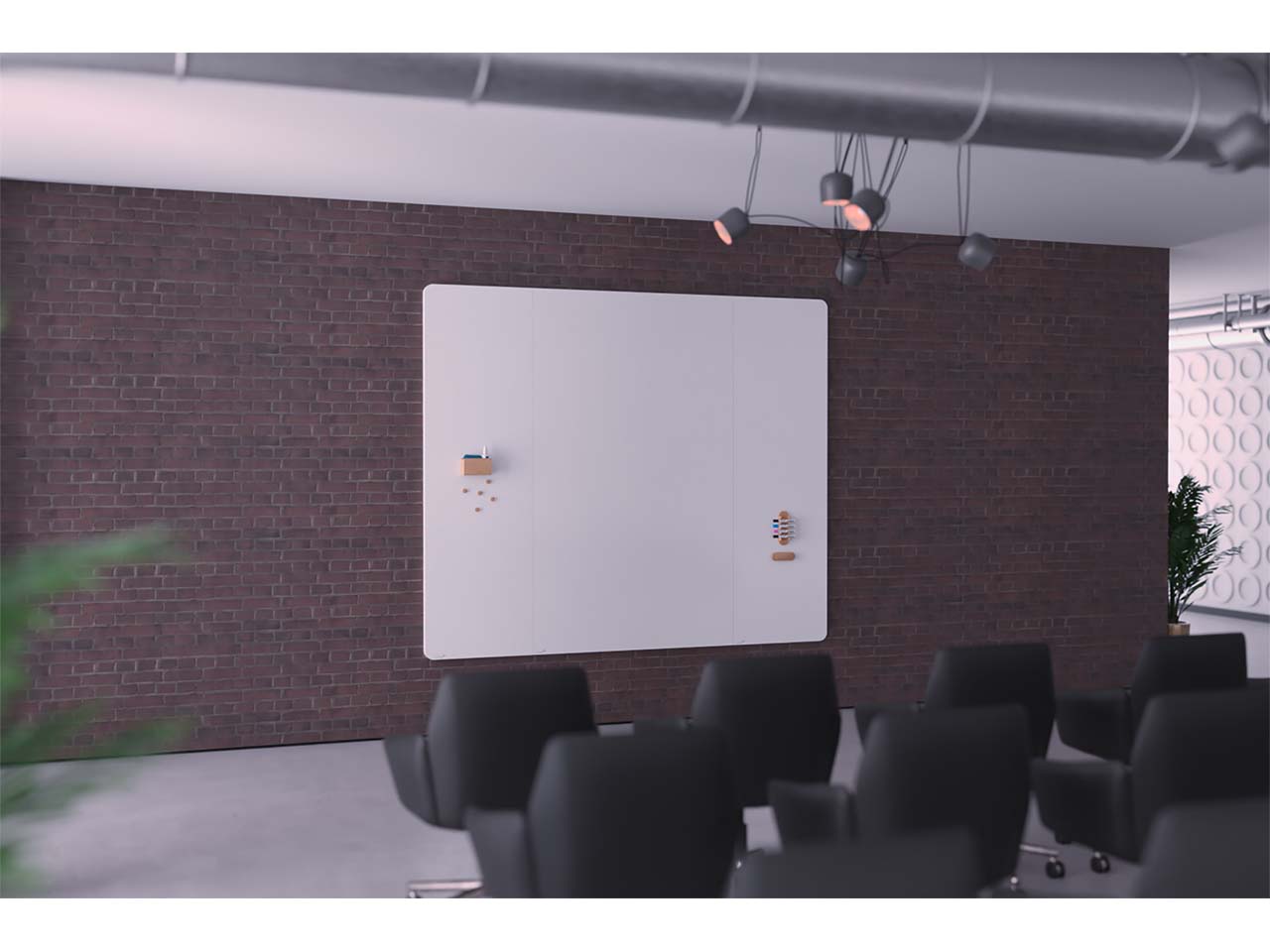 Legamaster Whiteboard "WALL-UP" mit abgerundeten Ecken rechts, 200 x 59,5 cm (B x H)