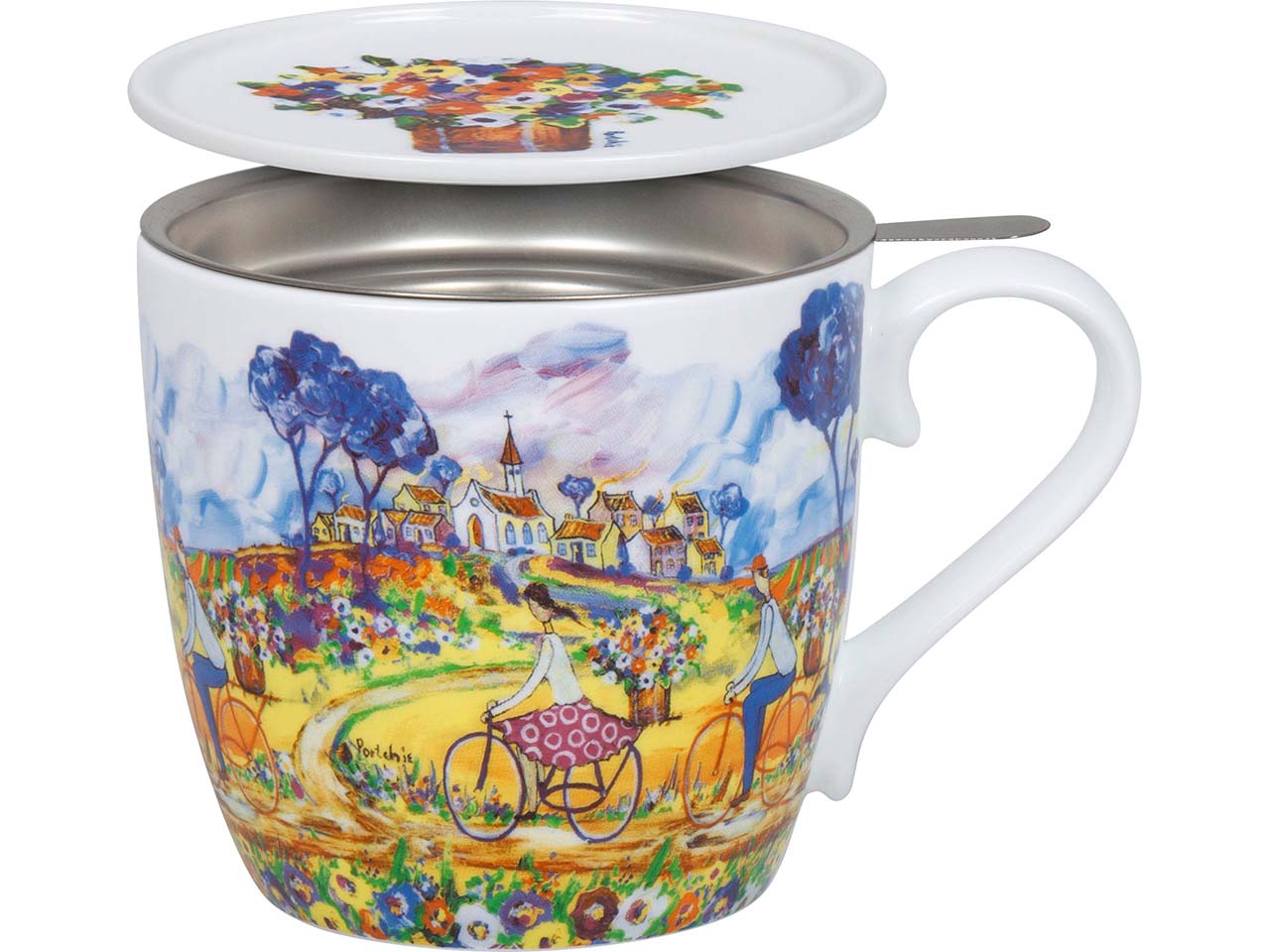 Könitz Tasse mit Sieb und Deckel "Flowers for Aunt Juliet" 425 ml
