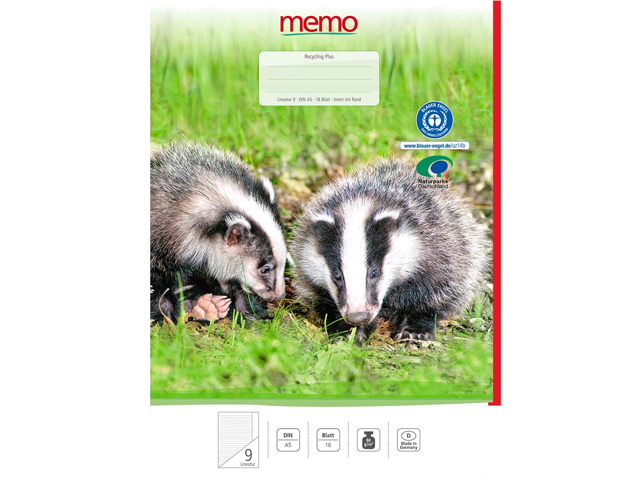 memo Schulheft A5 lin. m. Rand Lin. 9