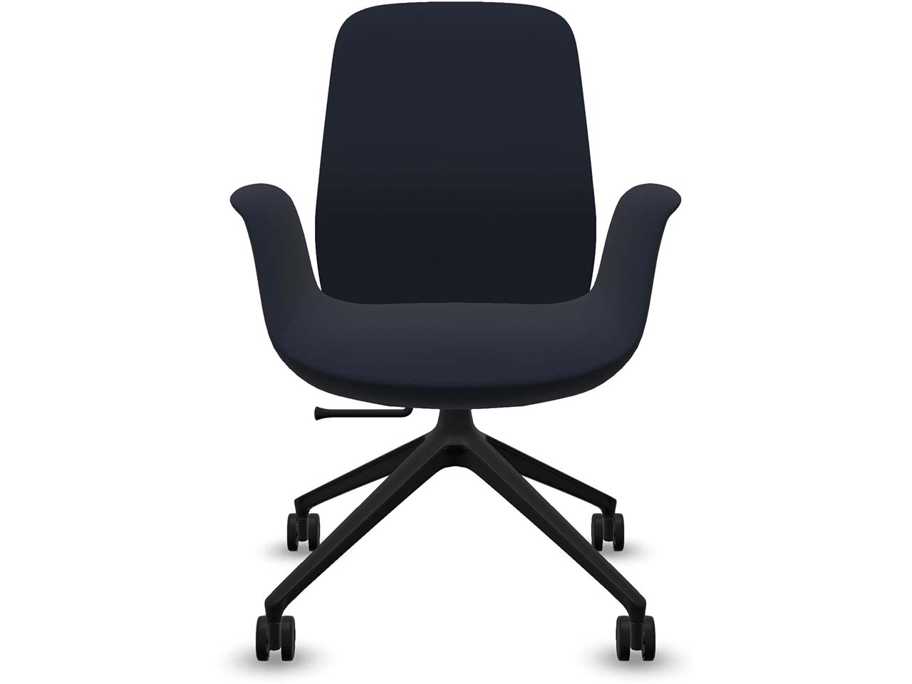 Profim Besucherstuhl "ELLIE PRO" mit Sternfußgestell auf Rollen, schwarz, Stoff: blau