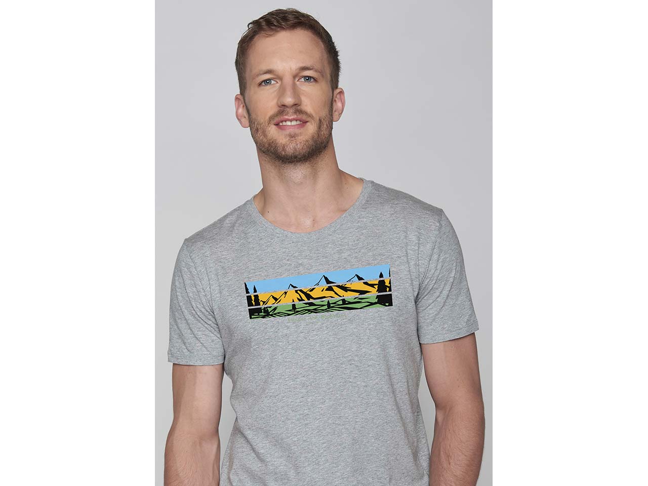 GREENBOMB Bio-Herren-T-Shirt "Discover" mit Rundhalsausschnitt, heather grey, Gr. M
