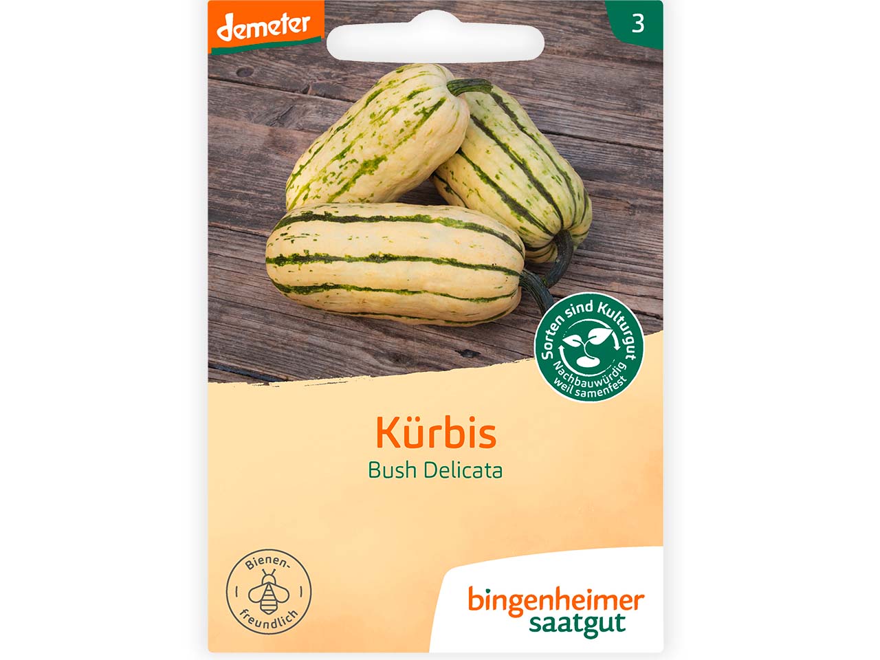 bingenheimer saatgut Bio-Samen Kürbis "Bush Delicata", Bienenfreundlich, 1 Stk.