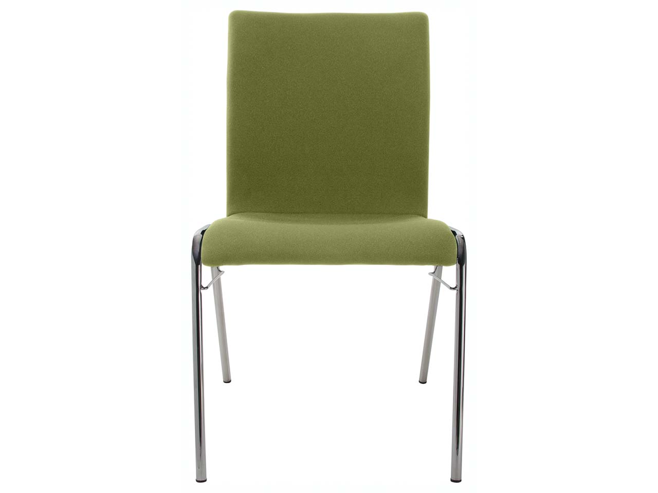 Besucherstuhl 'A45' Buche, Gestell verchromt, Steg, Vollpolster hellgrün