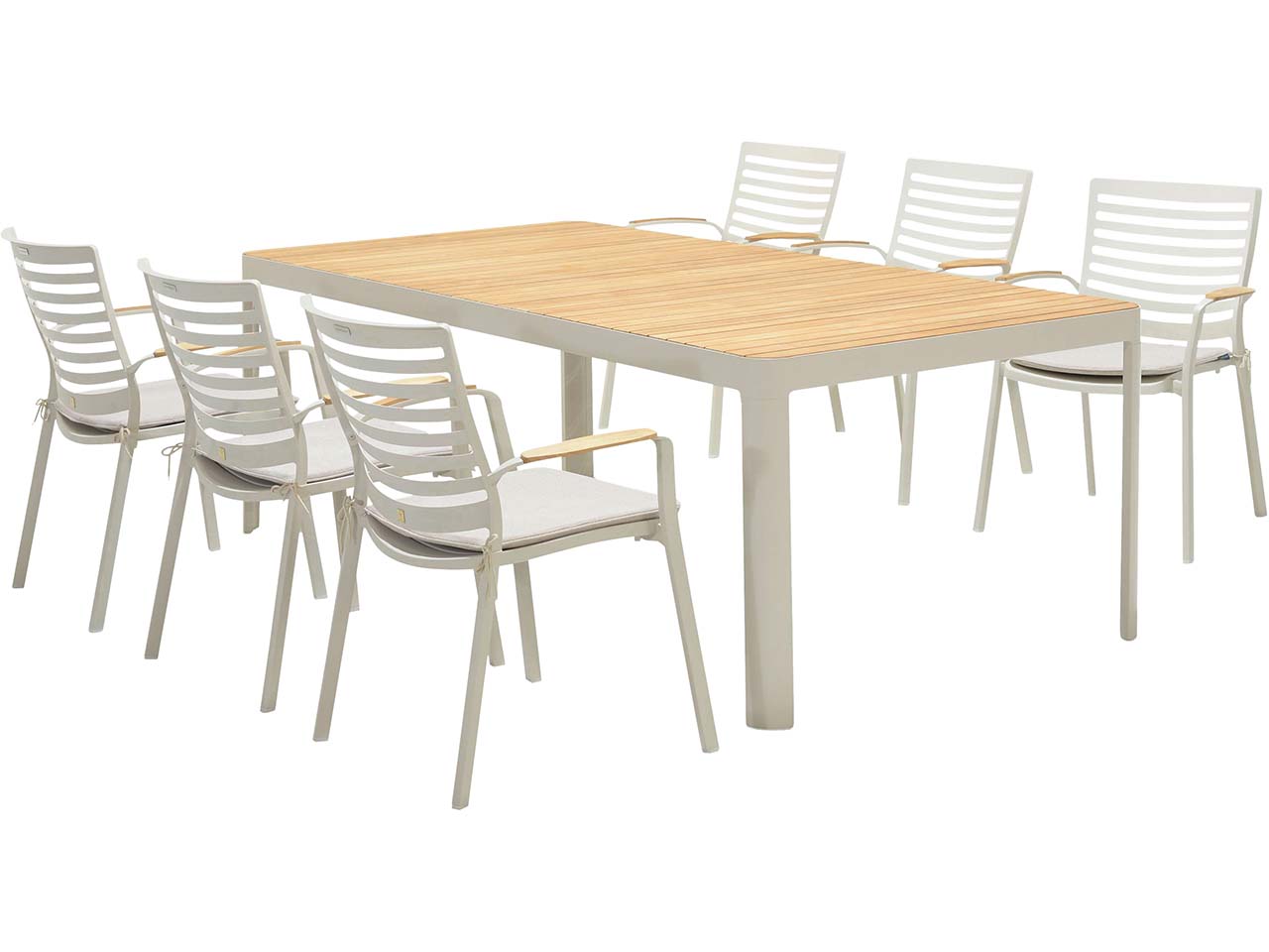 Gartenmöbel-Set "Portals" 6 Stühle, 1 Tisch 209 x 95, ecru