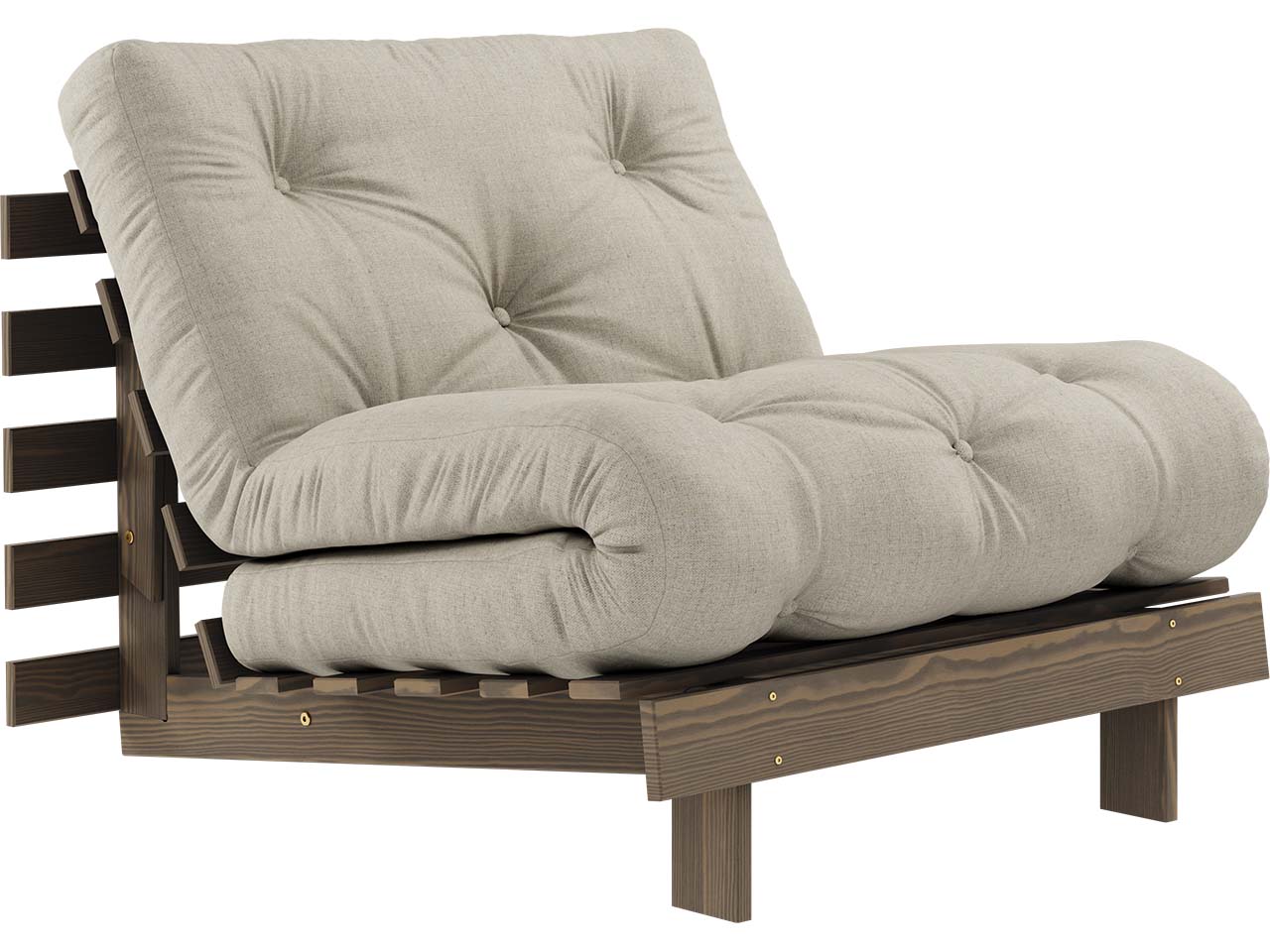 Karup Design Schlafsofa "Roots 90" carobbrown-lackiertes Gestell, linen