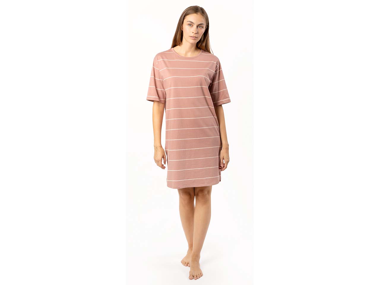 Living Crafts Bio-Damen-Nachthemd "BERIT" mit Rundhalsausschnitt, dried rose, Gr. S