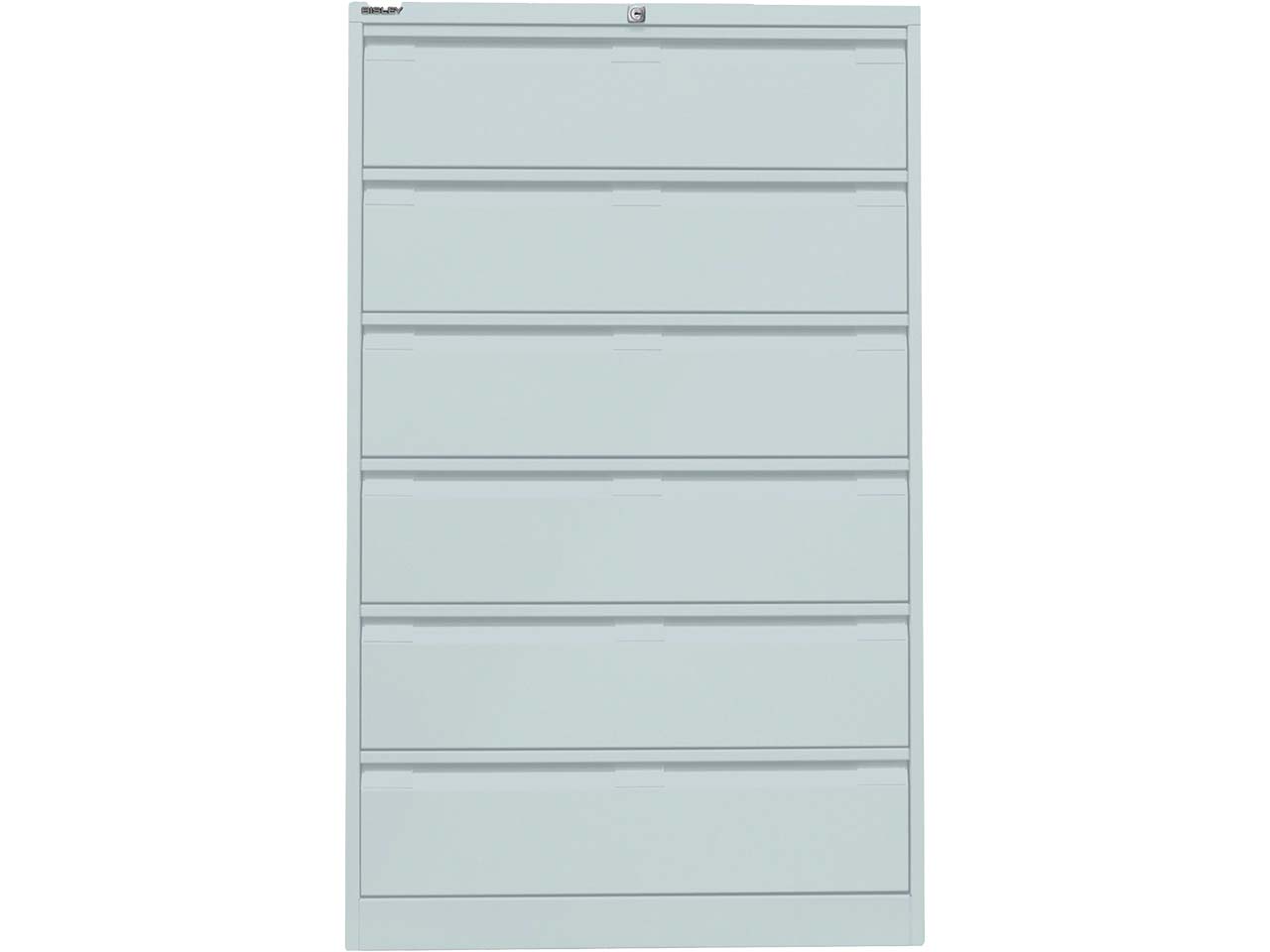BISLEY Karteischrank "DF 6" dreibahnig, 6 Schubladen, DIN A5, lichtgrau