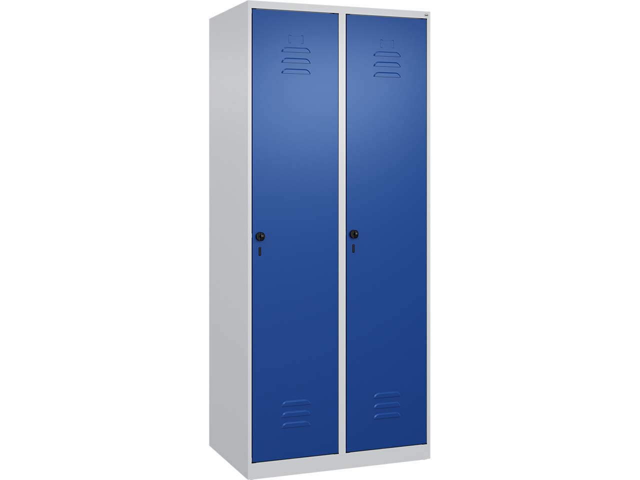 C+P Spind Classic PLUS, 2 Abteile, 1850x800x500mm, Lichtgrau/Enzianblau