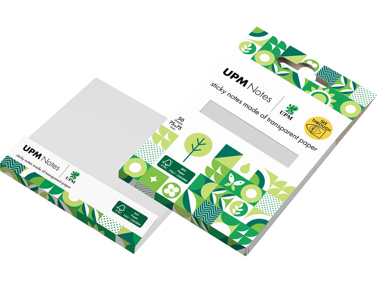 UPM Transparente Haftnotizen aus Papier, 50 Blatt