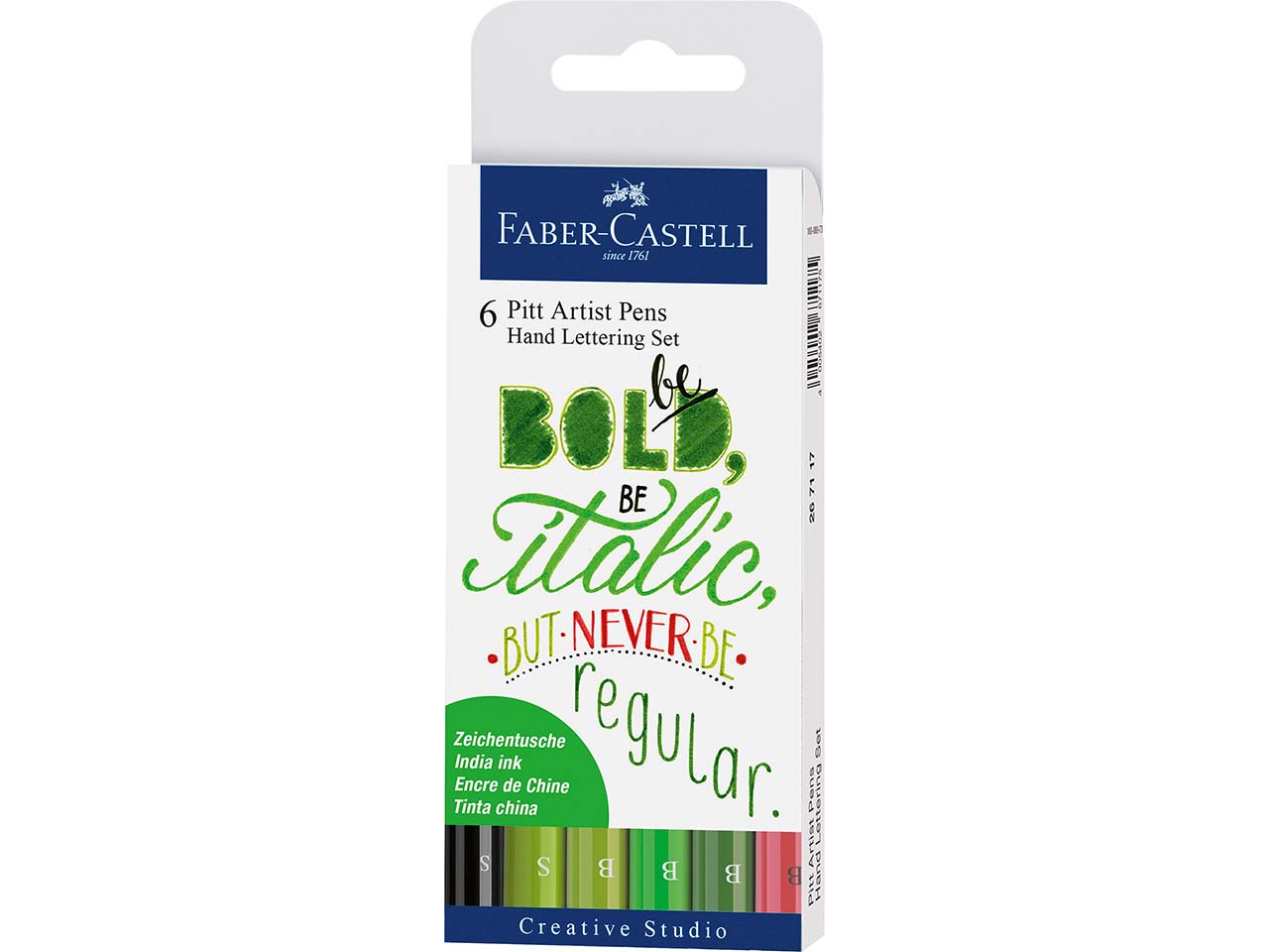 Faber-Castell Tuschestifte-Set, Grüntöne, Pitt Artist Pen, Handlettering-Set, 6 Stk.