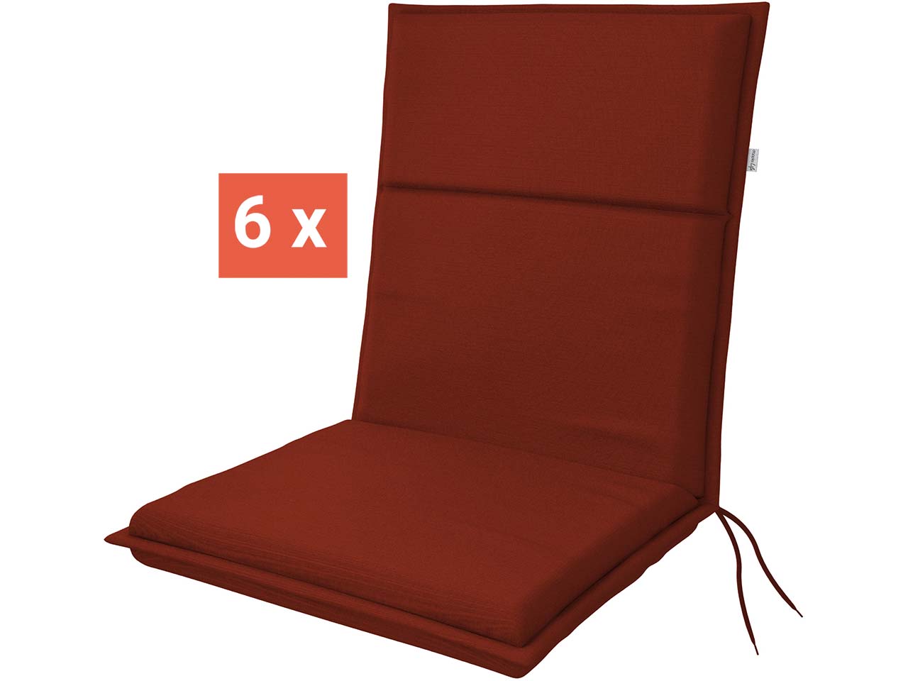 doppler Auflage "LIFE" für Niederlehner, 6er-Pack, 100x48x4 cm, Polyester, rot