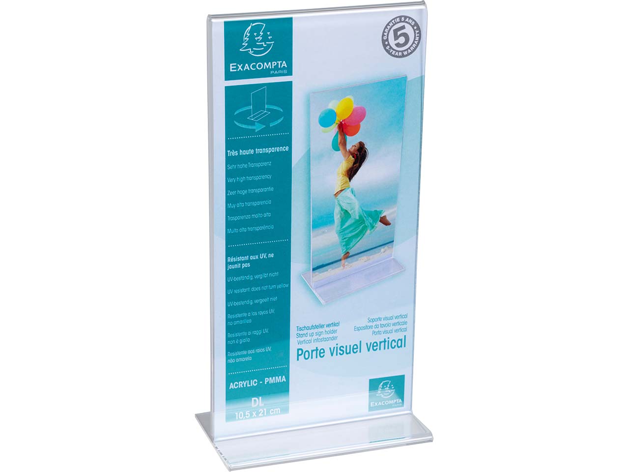 Exacompta Tischaufsteller gerade "Exacryl" aus PMMA, vertikal, DIN lang, 10 x 21 cm