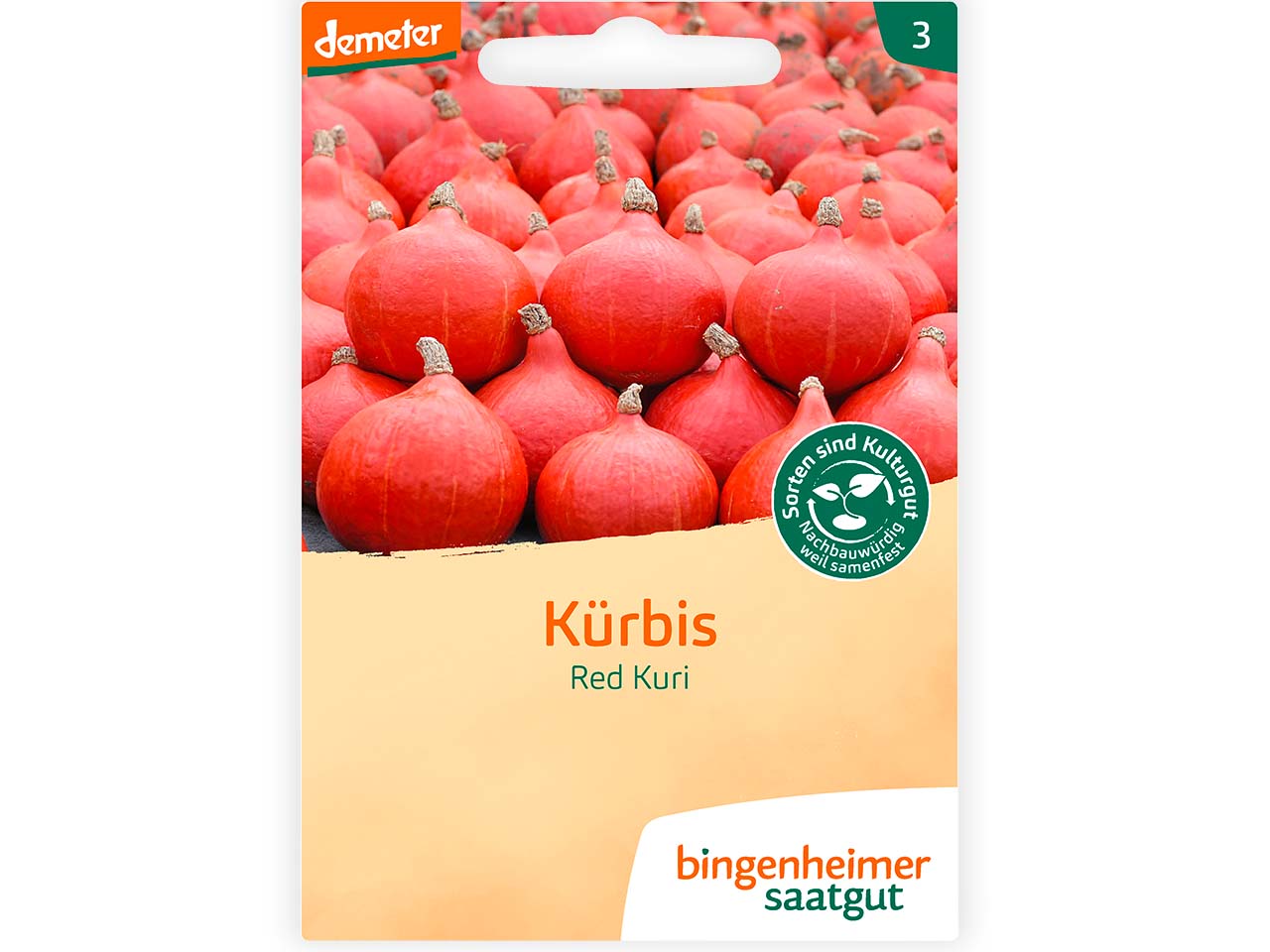 bingenheimer saatgut Bio-Samen Hokkaido Kürbis "Red Kuri", 1 Stk.