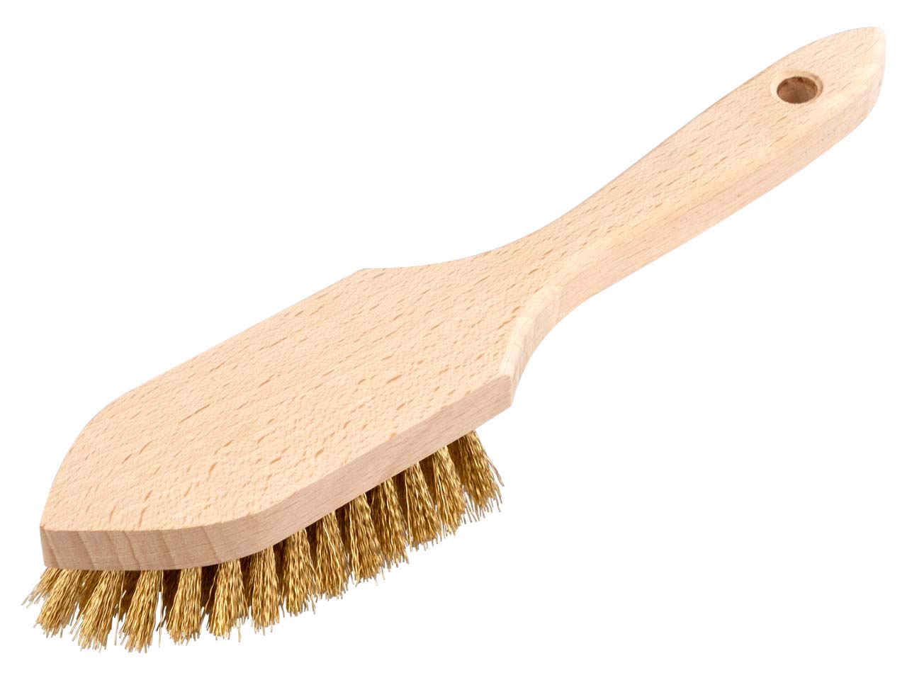 Grillbürste mit geschweiftem Holzkörper und Messing Besatz