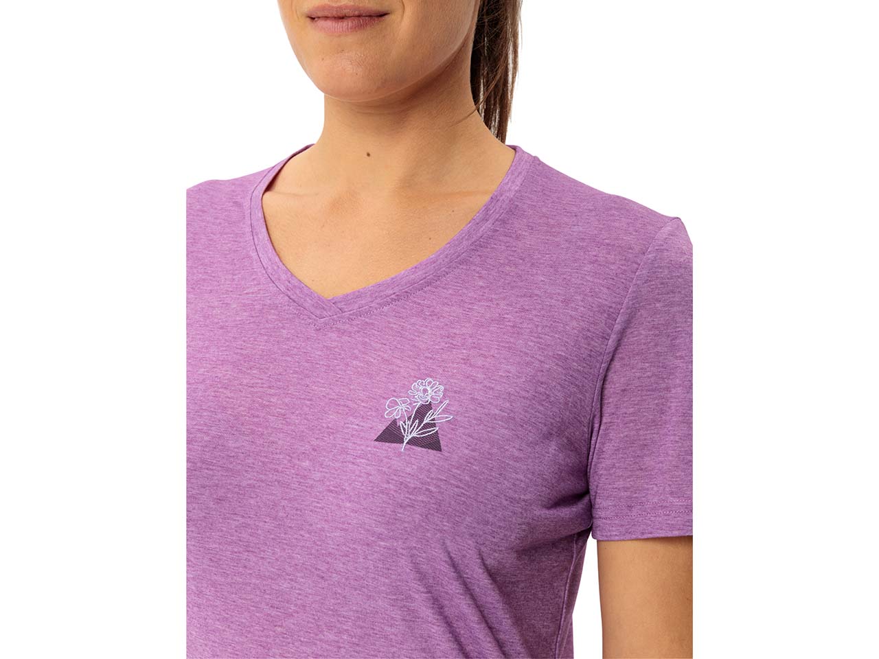 VAUDE Damen-T-Shirt "Skomer Print III" mit V-Ausschnitt, magenta, Gr. 36