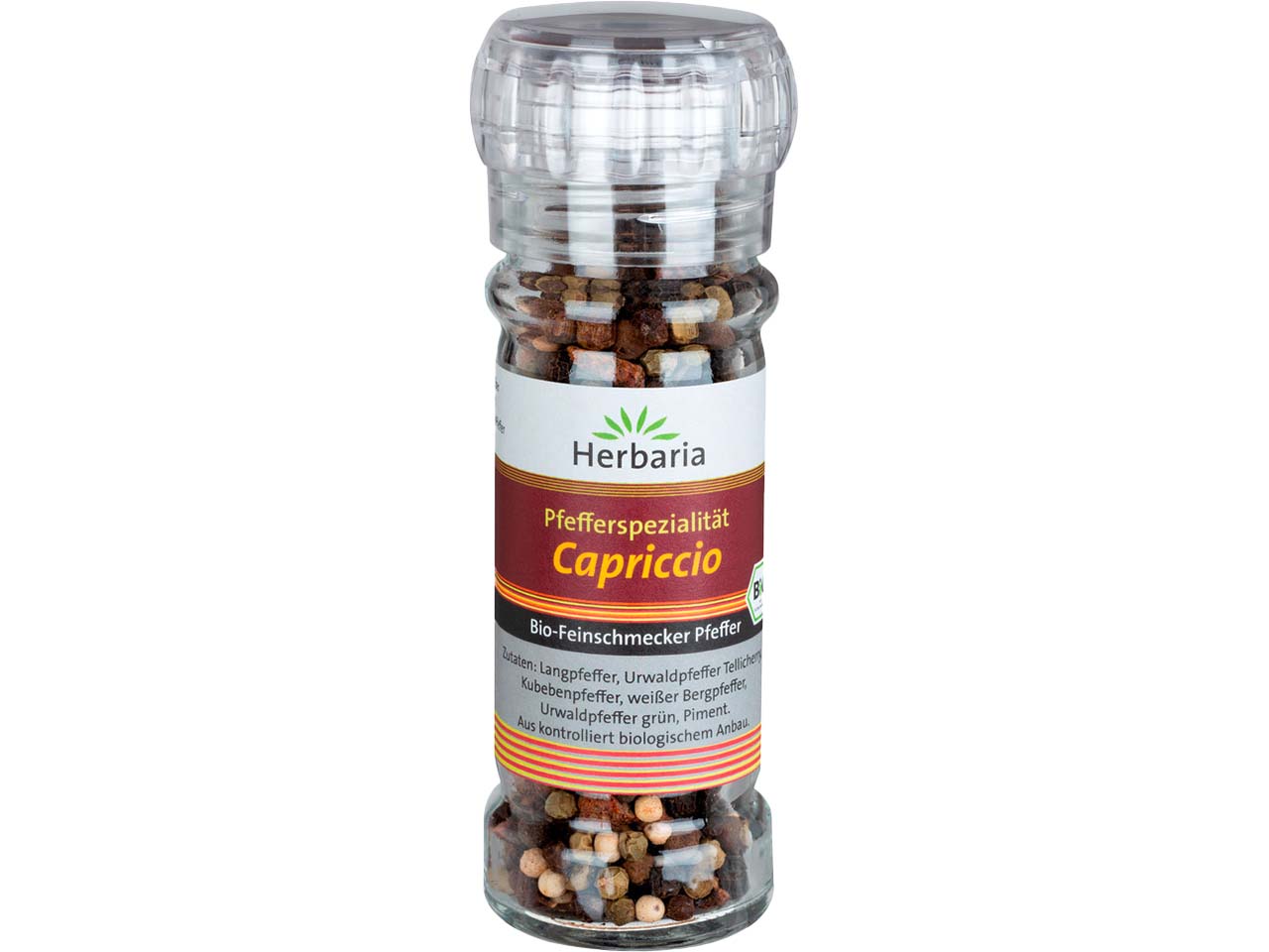 Herbaria Bio-Pfeffermischung "Capriccio-Pfefferspezialität" in Glasmühle, 45 g