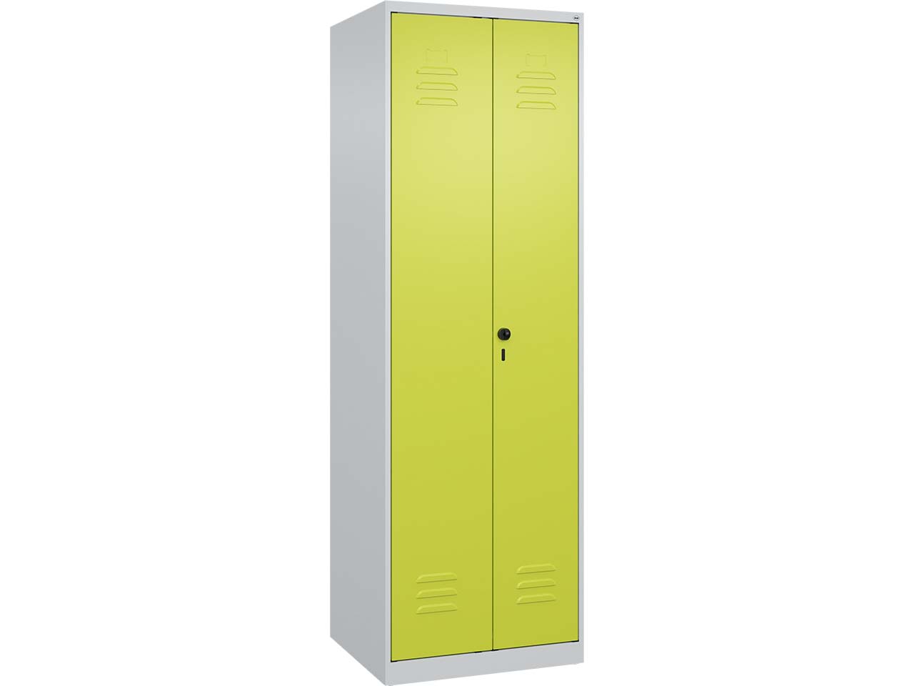 C+P Schwarz-Weiß-Spind Classic PLUS, 2 Abteile, 1850x600x500mm, Lichtgrau/Clowngrün