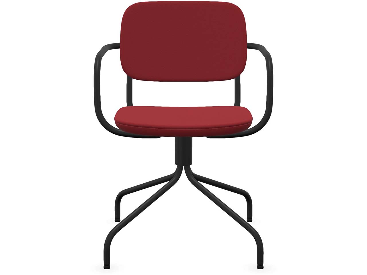 Profim Besucherstuhl "NORMO" mit drehbarem Sternfußgestell, schwarz, Stoff: rot