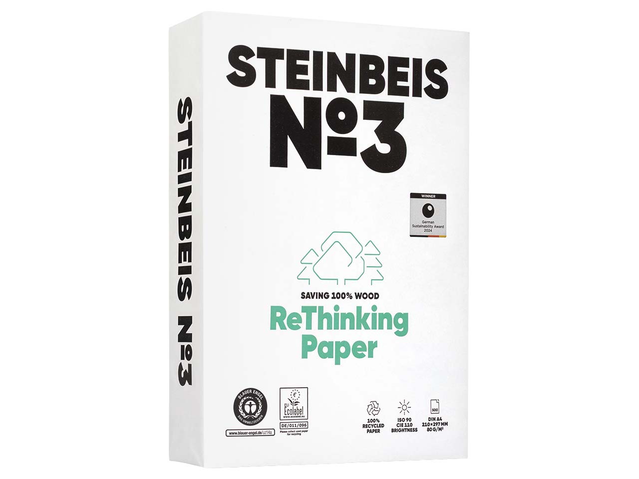 500 Blatt Steinbeis Recycling-Kopierpapier 'PureWhite' DIN A4