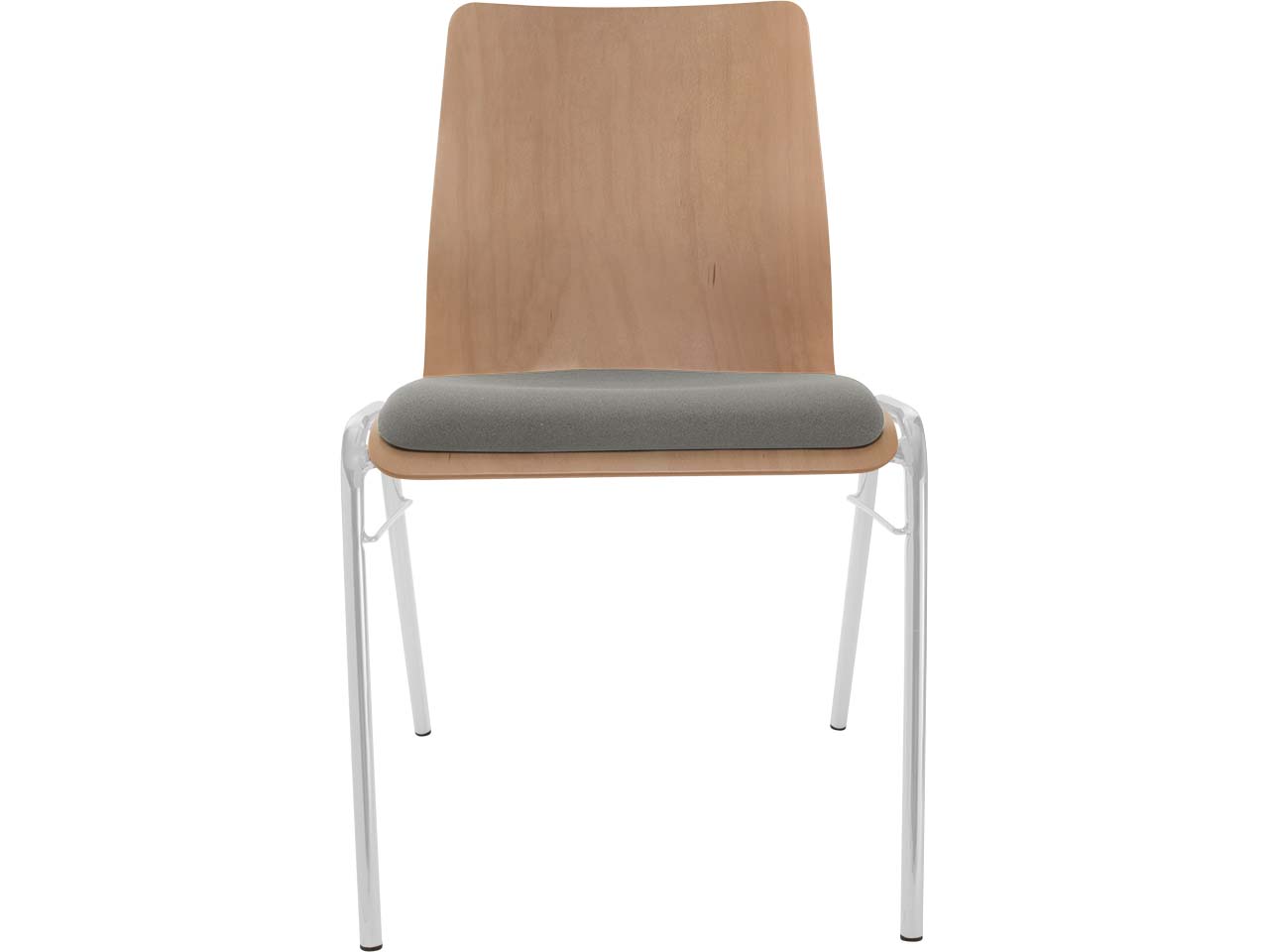 Besucherstuhl "A1" Buche, Gestell silber, Steg, Sitzpolster grau