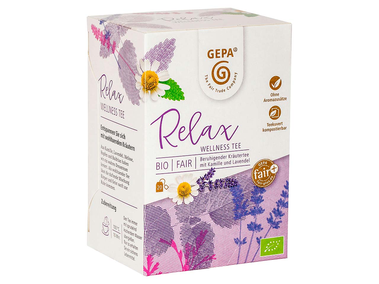 GEPA Bio-Kräutertee "Relax" Wellness Tee, 20 x 1,5 g