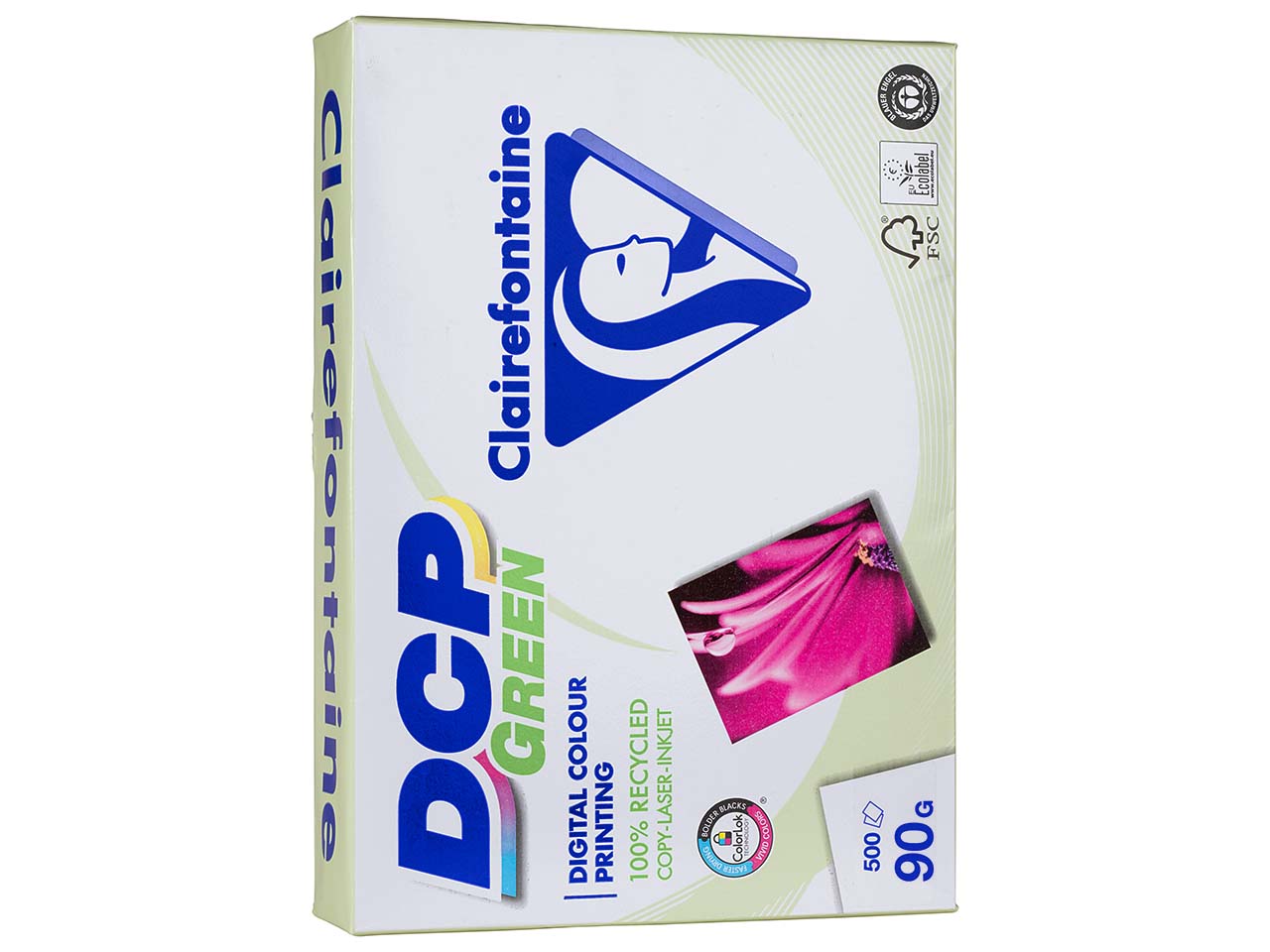 500 Blatt Clairefontaine Recycling-Laserpapier "DCP Green", 90 g/m², DIN A4