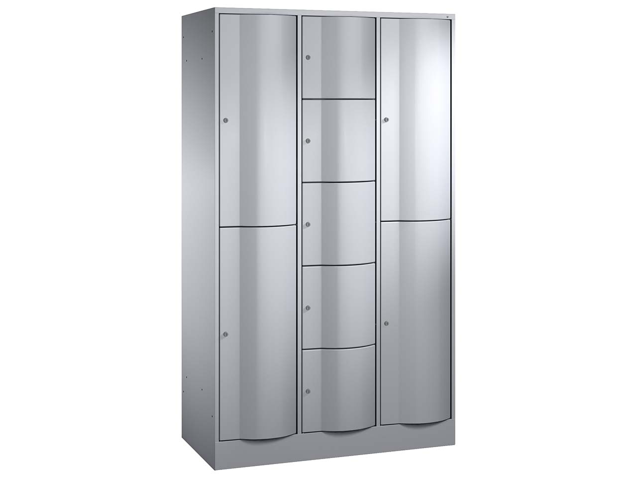 Kombi-Schließfachschrank lg/lg lxr, 2+5+2 Fächer