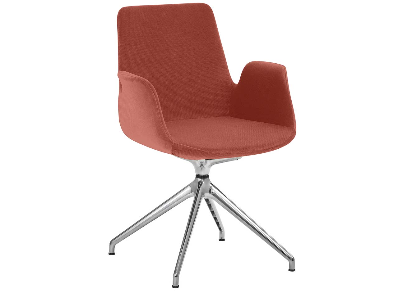 Besucherstuhl "2009" mit Sternfuß-Gestell, Aluminium, orangerot