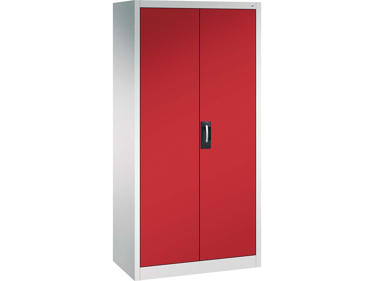 C+P Stahl-Flügeltürenschrank, H1950xB930xT500 mm, Lichtgrau/Rubinrot