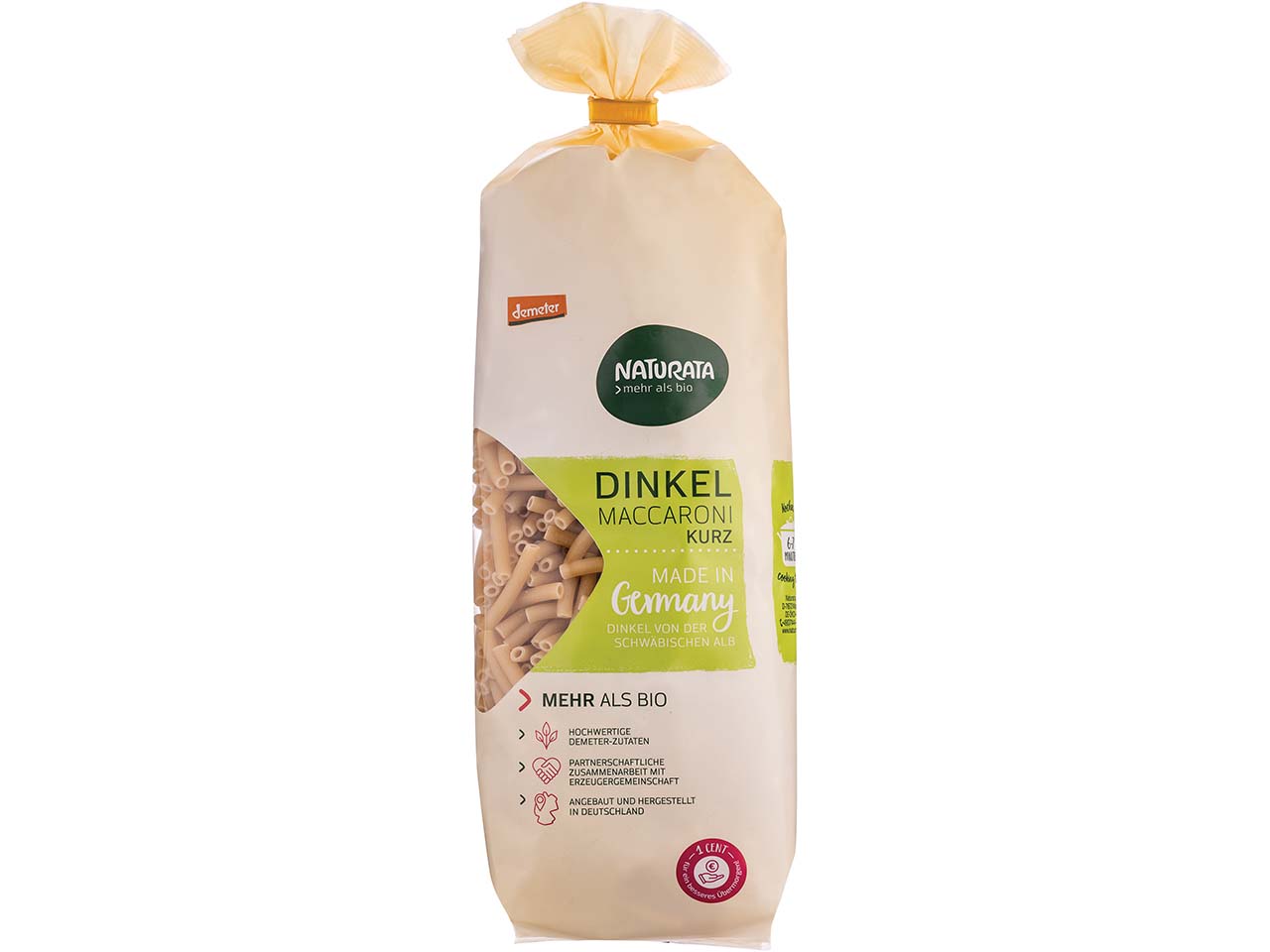 NATURATA Bio-Dinkel-Maccaroni, kurz, demeter-zertifiziert, 500 g