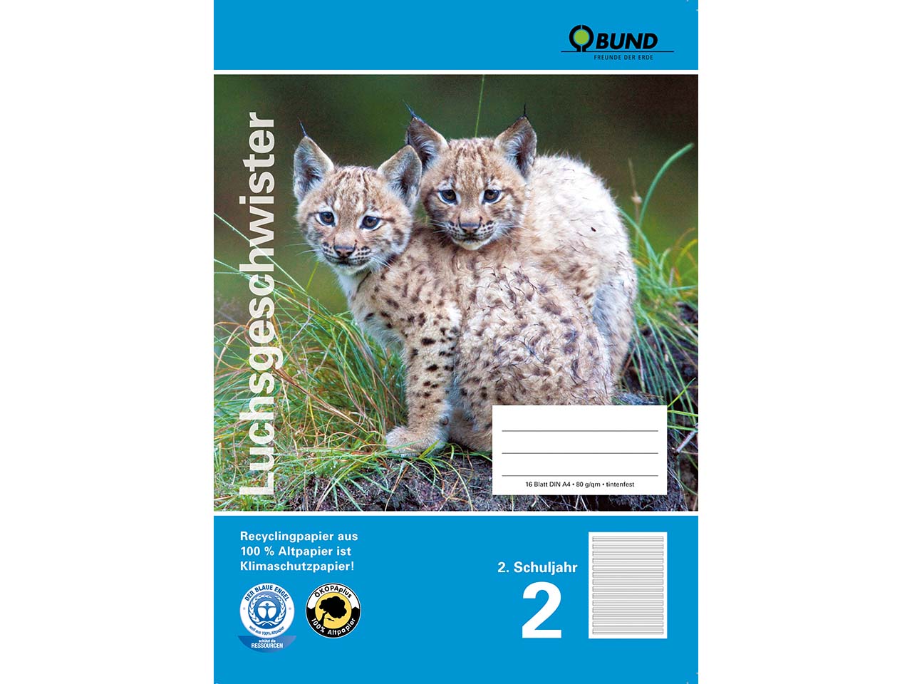 BUND Heft A4 Lineatur 2 für die 2. Klasse