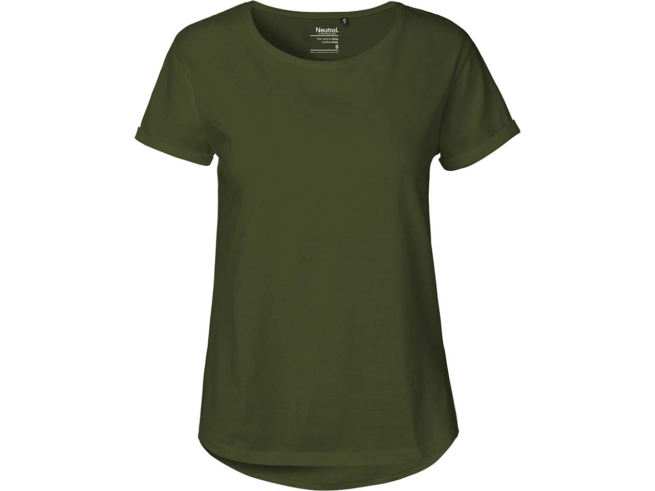 Neutral Bio-Damen-T-Shirt mit Roll-Up-Ärmeln, military, Gr. S