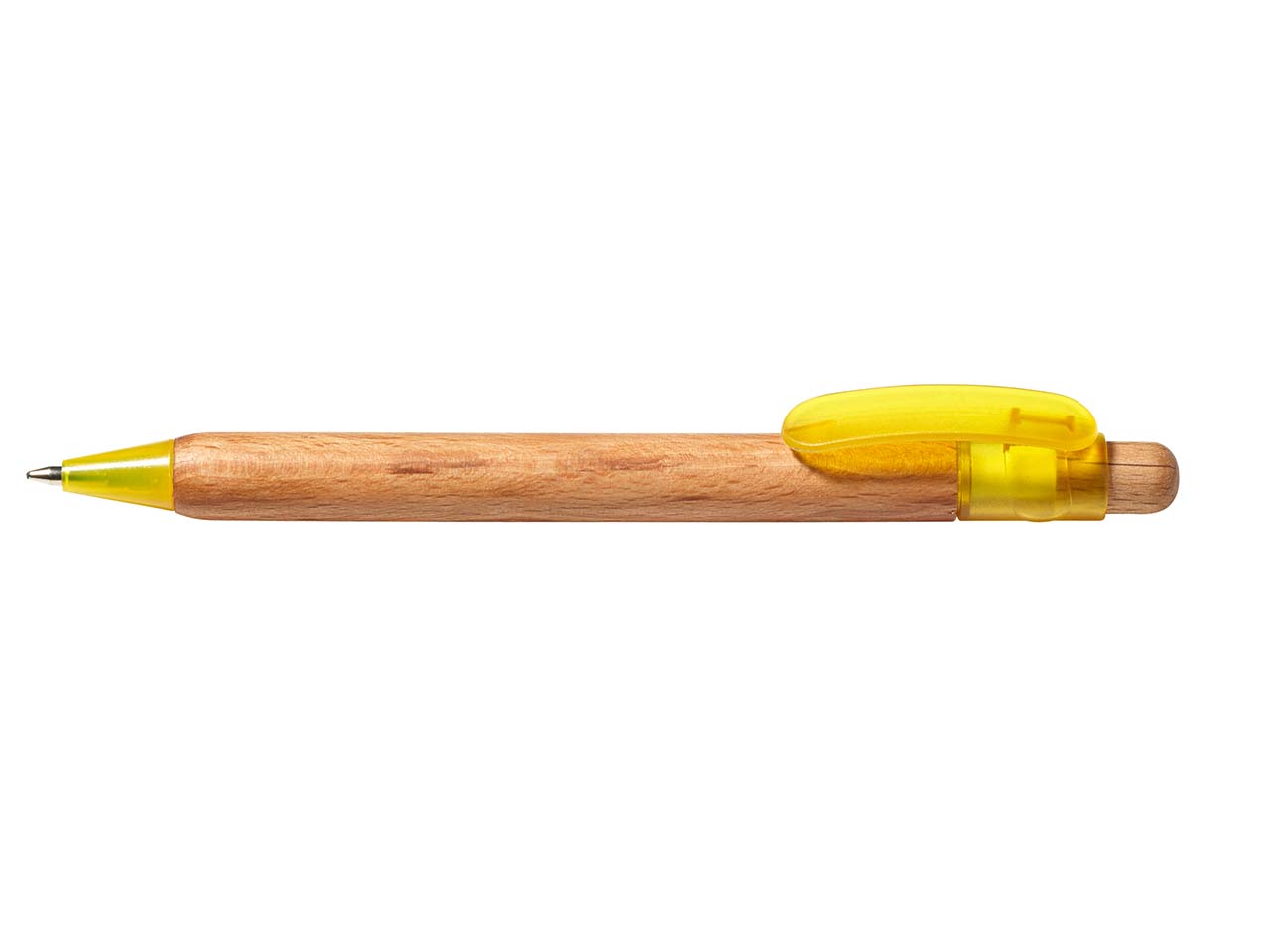 PEFC-zert. Holz-Druckkugelschreiber 'Prisma wood' gelb trans. Funktion