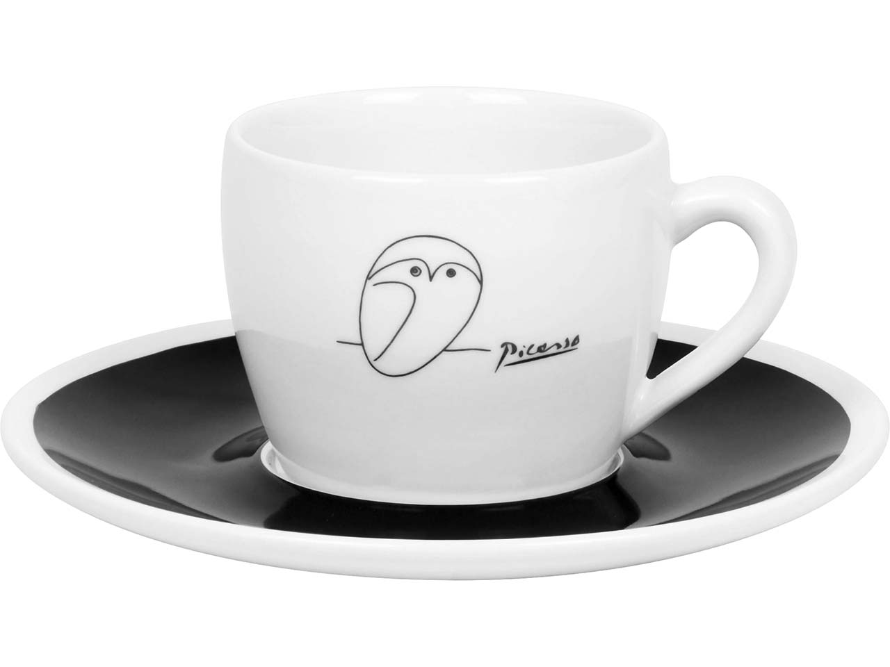 Könitz Kaffeetassen 2er-Pack "CB THREE Picasso Le Chouette" mit Untertassen, Vol.: 140 ml