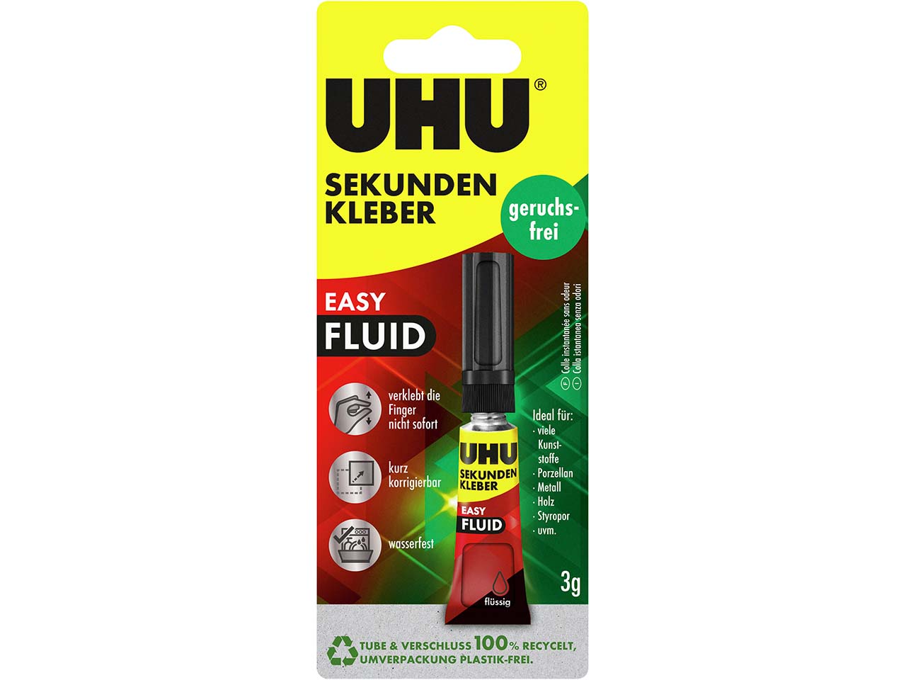 UHU Sekundenkleber "EASY" flüssig, 3 g