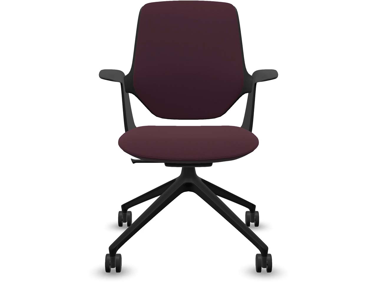 Profim Besucherstuhl "TRILLO PRO" mit Sternfußgestell auf Rollen, schwarz, Stoff: bordeaux