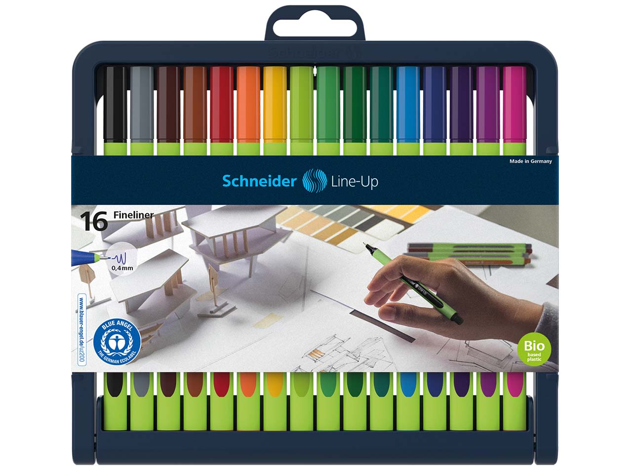 16 Schneider Fineliner "Line Up" farbsortiert