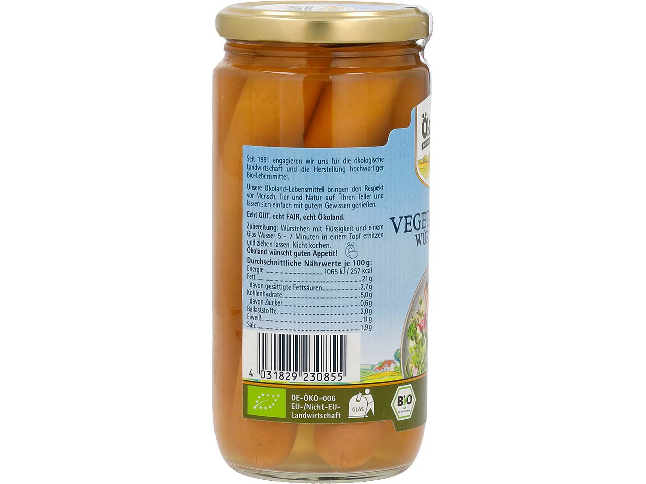Ökoland Bio-Vegetarische-Würstchen, 380 g