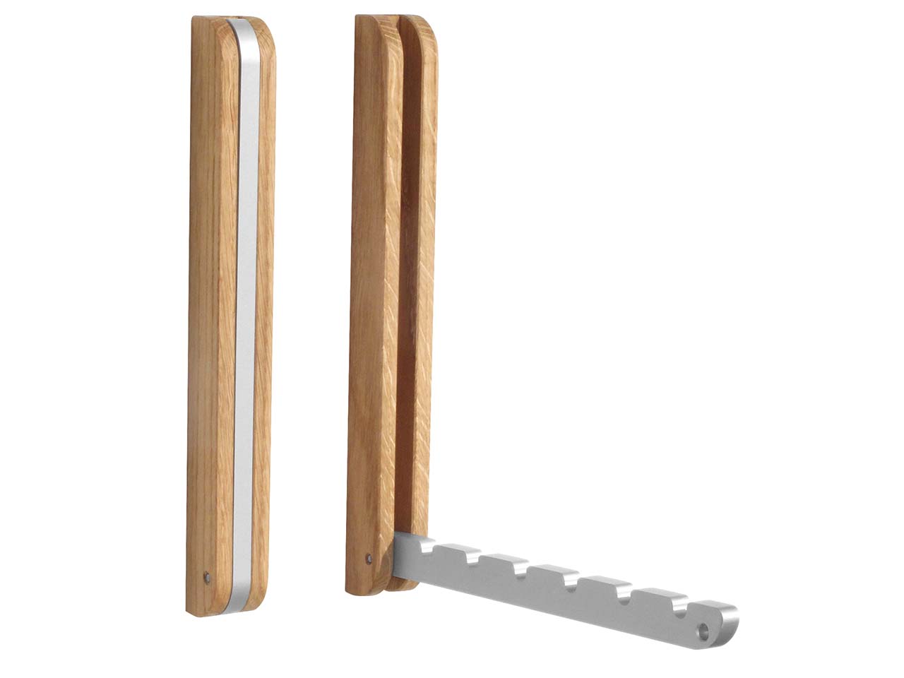 SIDE BY SIDE Garderobenhaken, Eiche/Aluminium