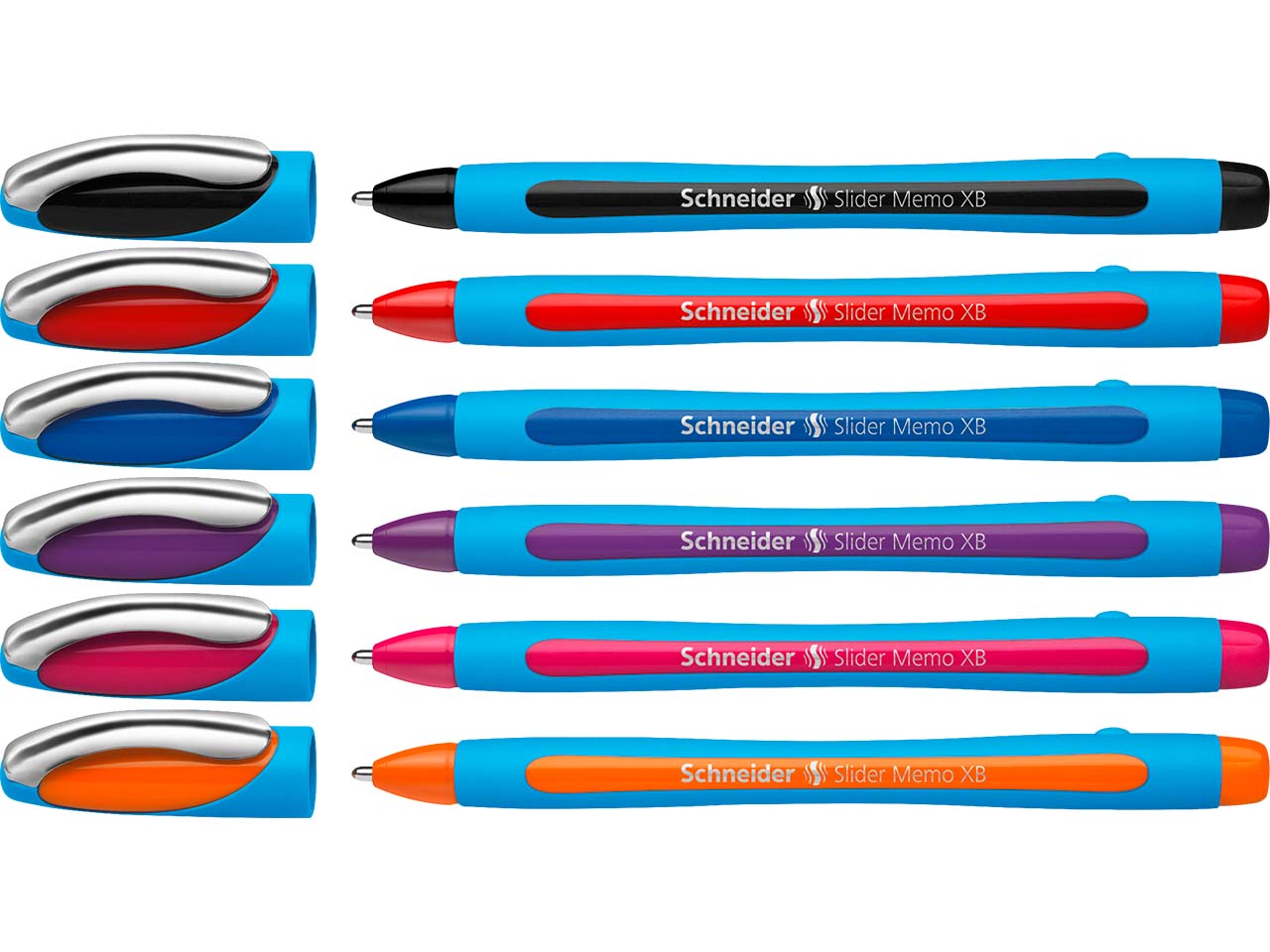 Schneider 6er Set Kugelschreiber "Slider Memo", farbig sortiert