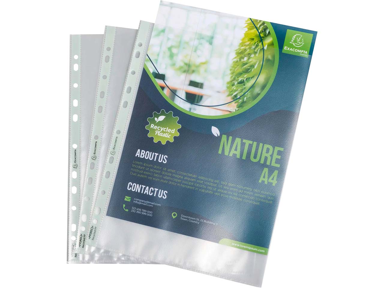 50 Exacompta Prospekthüllen "Forever" Recycling-PP, DIN A4, 90µ, genarbt