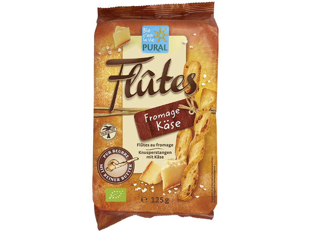 PURAL Bio-Hefegebäckstangen "Käse", 125 g