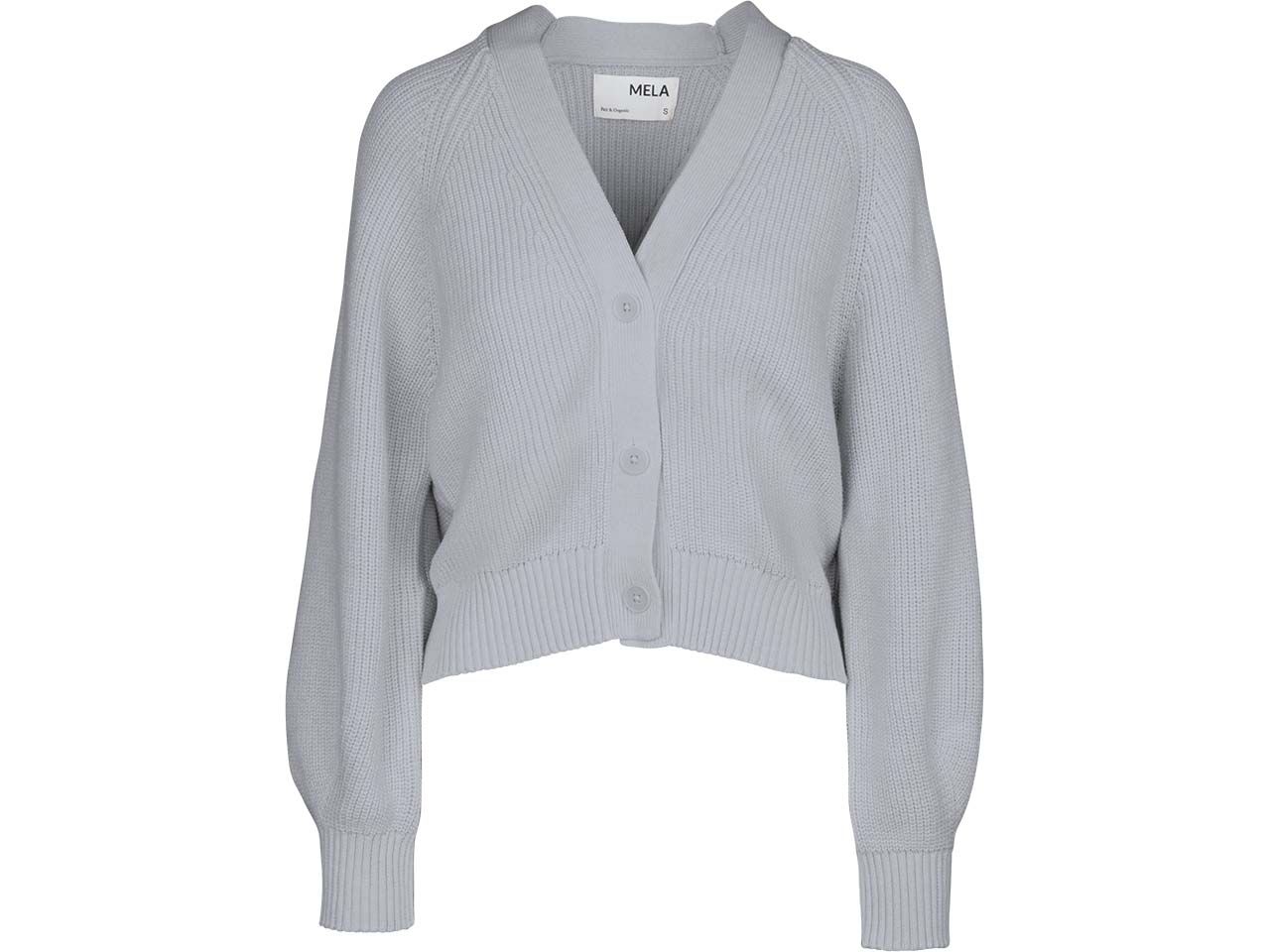 MELA Bio-Damen-Rippstrick-Cardigan 'BHUMA' mit Raglan-Ärmel, grau melange, Gr. S