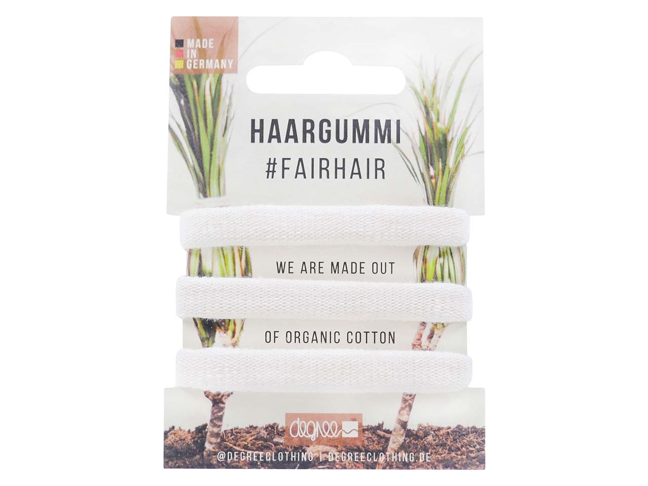 3er-Pack Bio-Haargummis "Fair Hair" natur