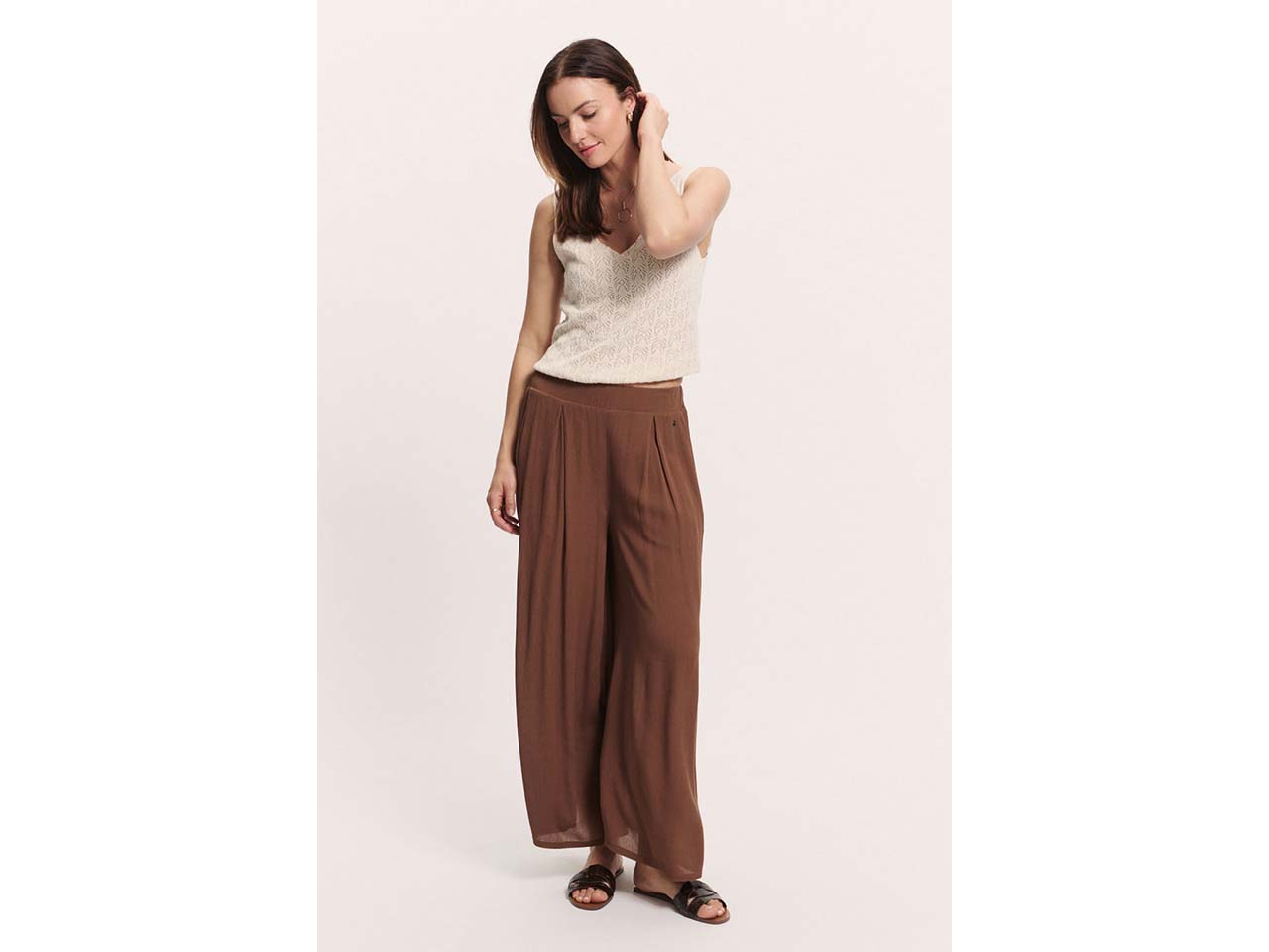 tranquillo Damen-Culotte 'Paulaa' aus Crinkle-Viskose, chocolate, Gr. 36