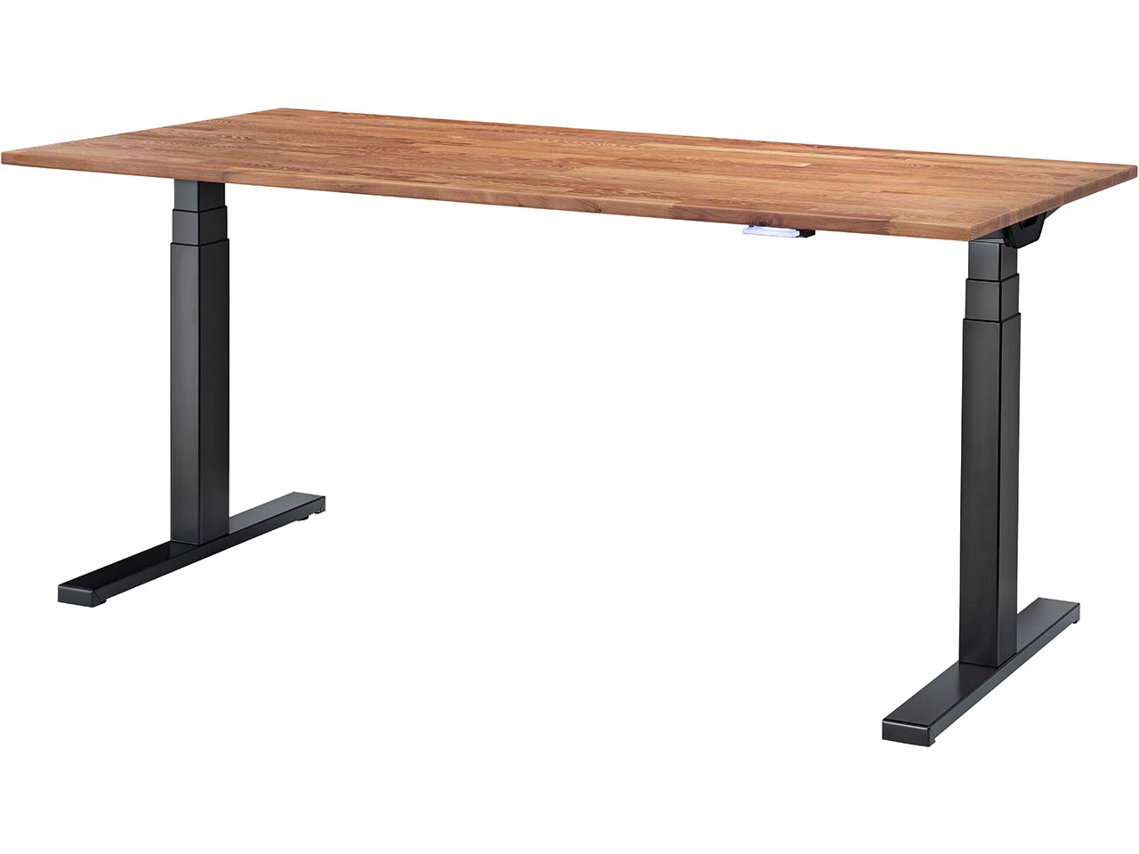 memo Höhenverstellbarer Schreibtisch "Sit-Up 3.0" schwarz, Robinie massiv, 130 x 80 cm