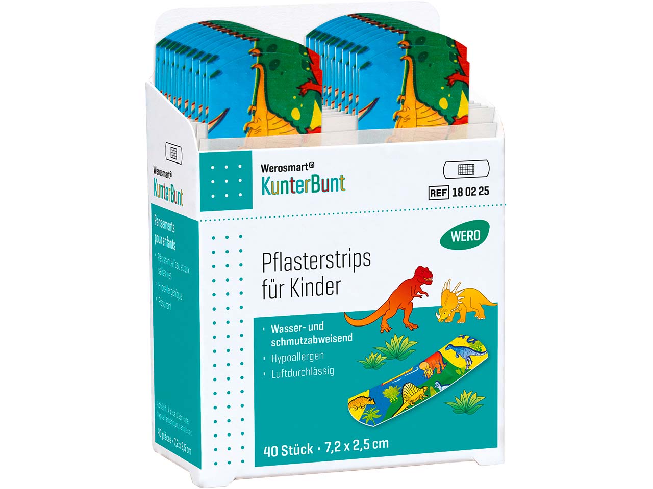WERO Werosmart KunterBunt Pflasterstrips, 7,2 x 2,5 cm, 40 Stück für WERO Smart Box